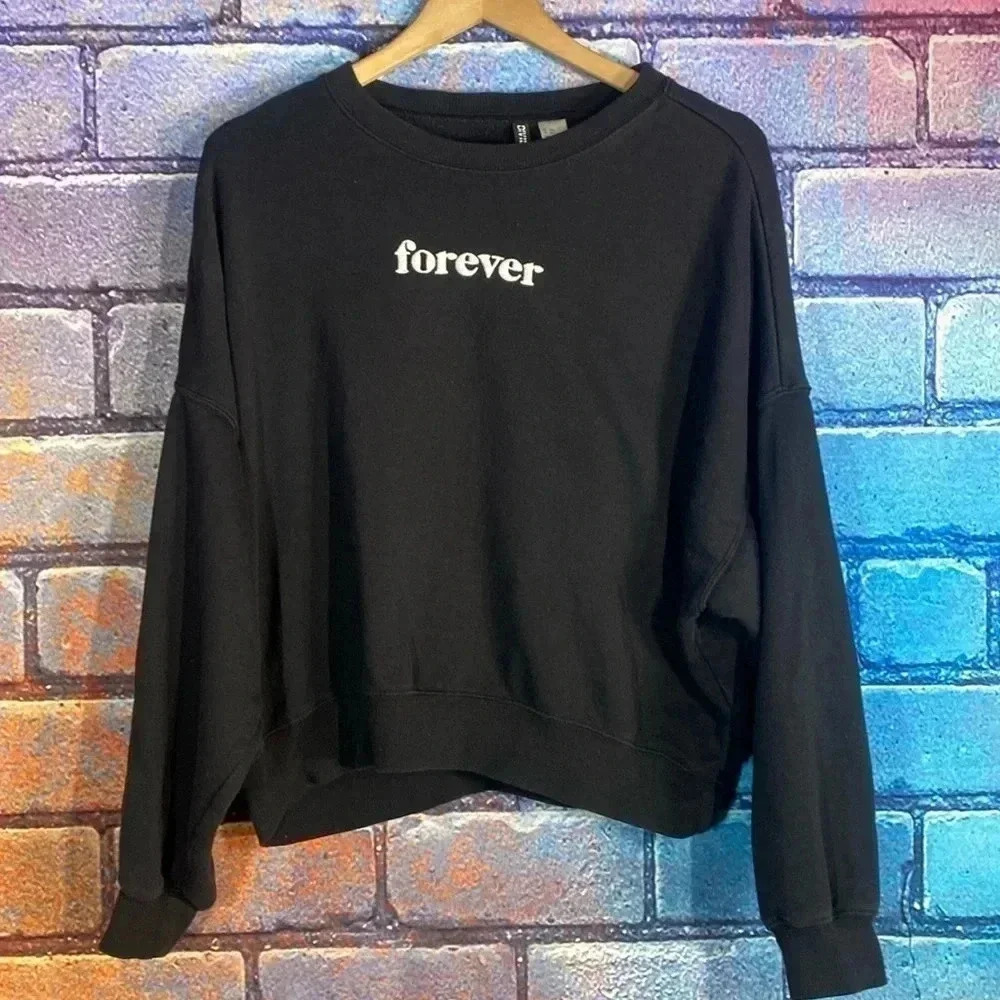 Divided Women’s Forever Friends Crewneck Sweater Shirt Black M/L